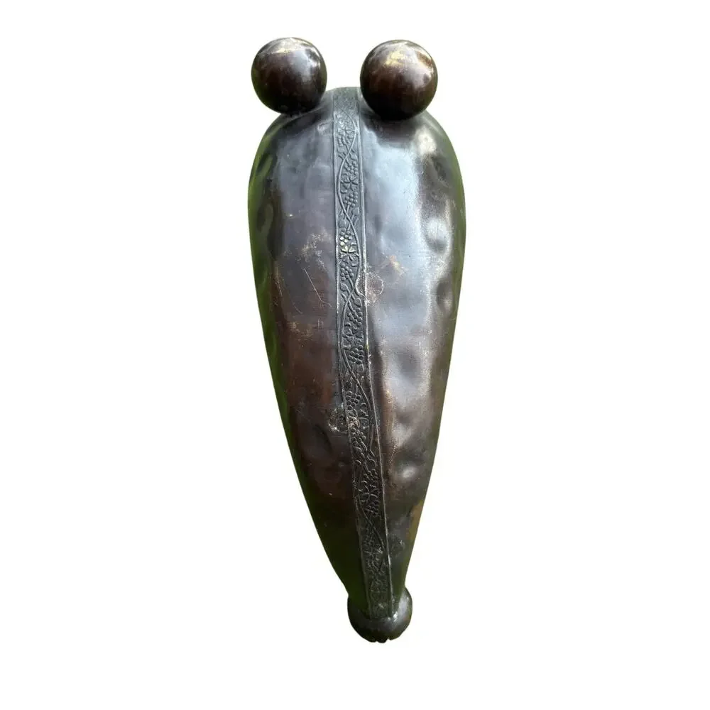 Vintage Copper Cornucopia Centerpiece Vase Grapevine Embossed Horn of Plenty